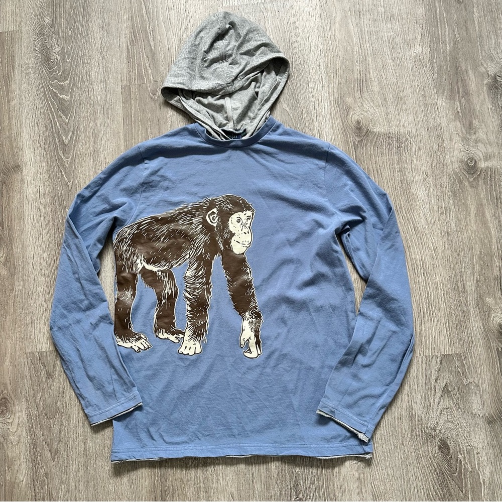Mini Boden Blue‎ and Gray Hoodie size 13-14Y cotton